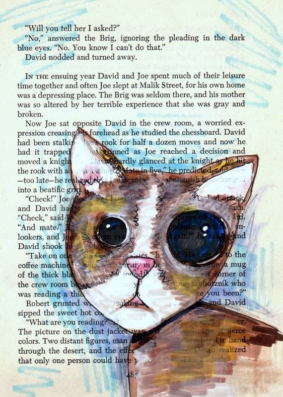 Pet portrait custom -Cat - Made to Order pet portrait --- custom hand drawn and painted picture of your cat, dog, canary, fish or ferret