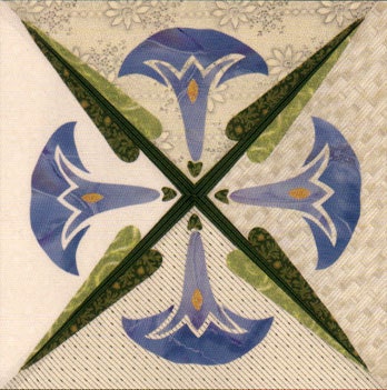 Morning Glories Quilt Block - Quilt Nouveau Designs by Binky - Floral Reflections Collection