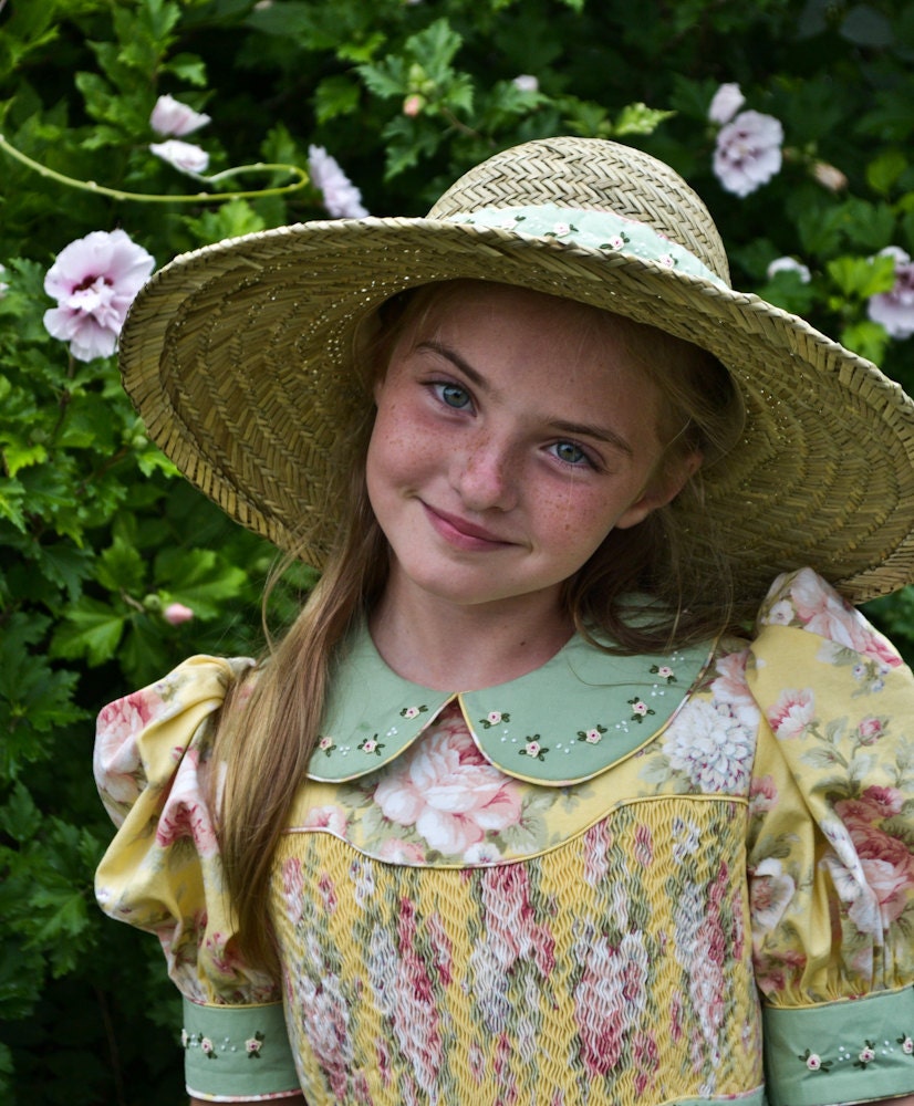 Girl's Hand Smocked & Embroidered Special Occasion Dress with Dropped Front Yoke - Martha