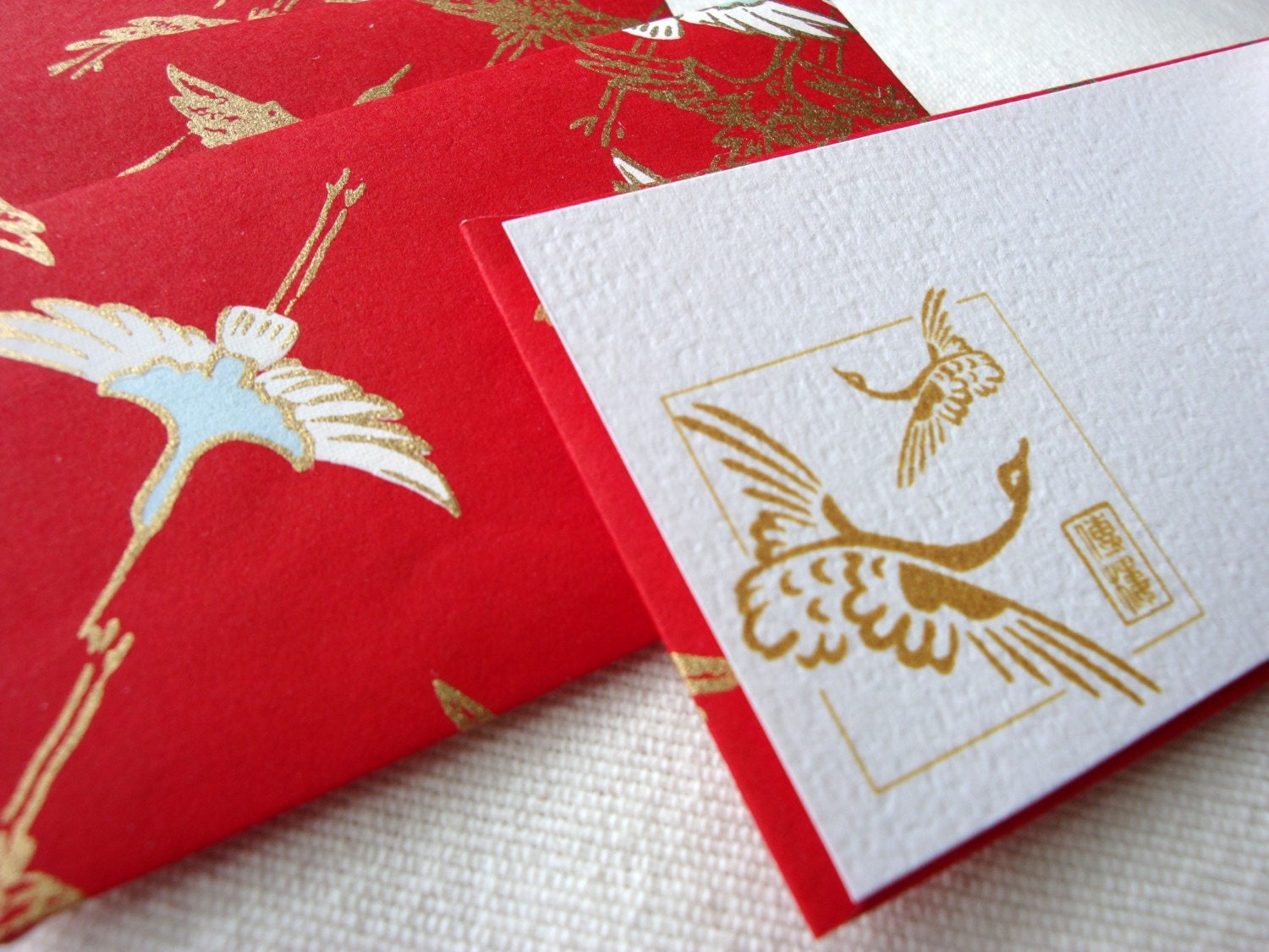 Flying Crane Mini Cards and Envelopes - Set of 8
