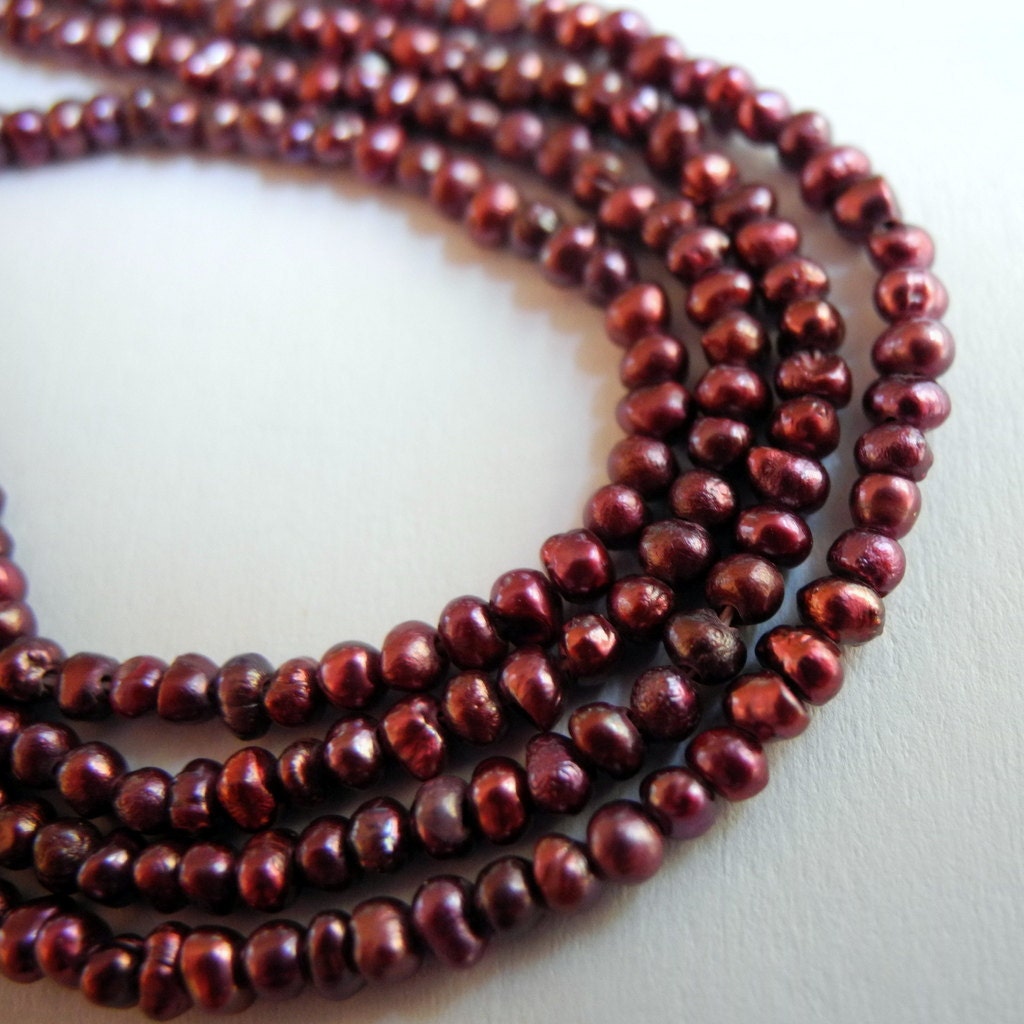 Freshwater Seed Pearls Deep Garnet Red 2.5mm 3mm Full Strand