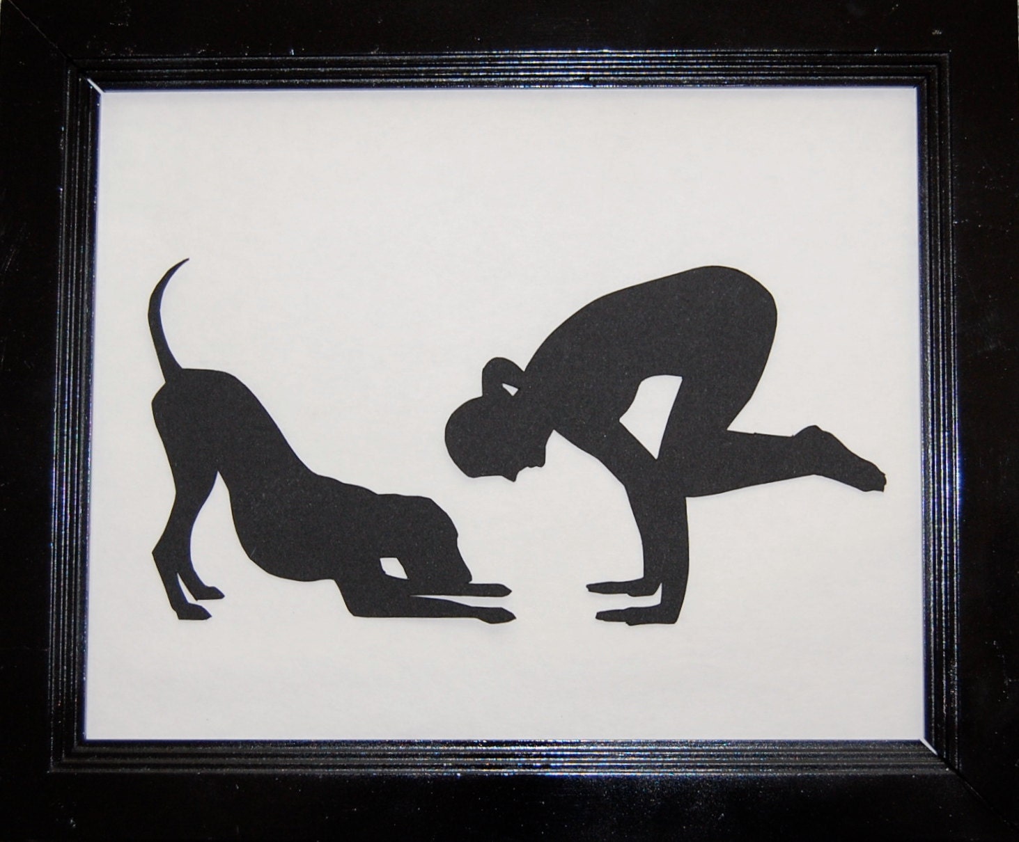 framed yoga silhouette - downward dog/crane pose - adho mukha svanasana/bakasana