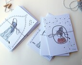 Little Girls postcard set - 4 postcards  4 cream envelops
