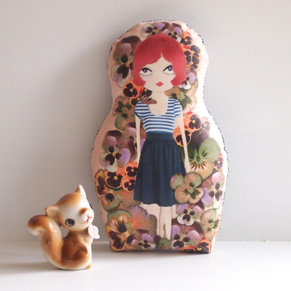 Art Doll Home Decor Mini Cushion Suzy Adams and The Pansy Patch