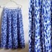 SALE - Vintage Pleated Maxi Skirt - Abstract Blue and White Pattern with Elastic Waist - Size Small - Andrea Gayle
