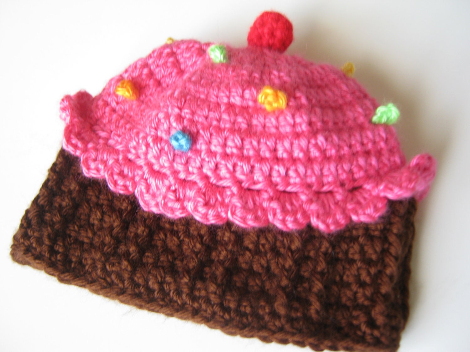 Crochet Newborn Cupcake Hat Beanie Made To Order size 0 to 3 months