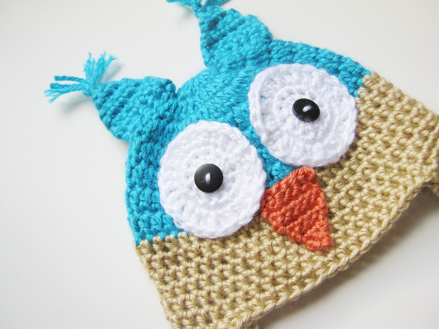 Crochet Baby Owl Hat with Earflaps Made to Order 12 to 24 months