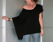 Black Asymmetrical Round Neck,One Shoulder,Top Size XS S M