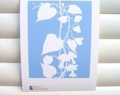 Botanical Art Print 10x8 - Blue Rhodochiton - Modern Botanical Floral Pastel Nature Papercut Design