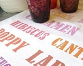 Cotton Tea Towel - Pink Red Purple - Paint Palette Typography