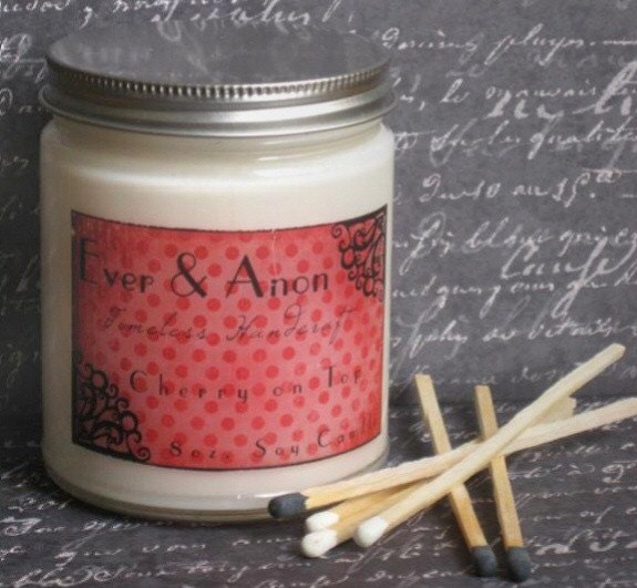 Cherry on Top Scented Soy Wax Candle 8oz Glass Apothecary Jar by Ever & Anon