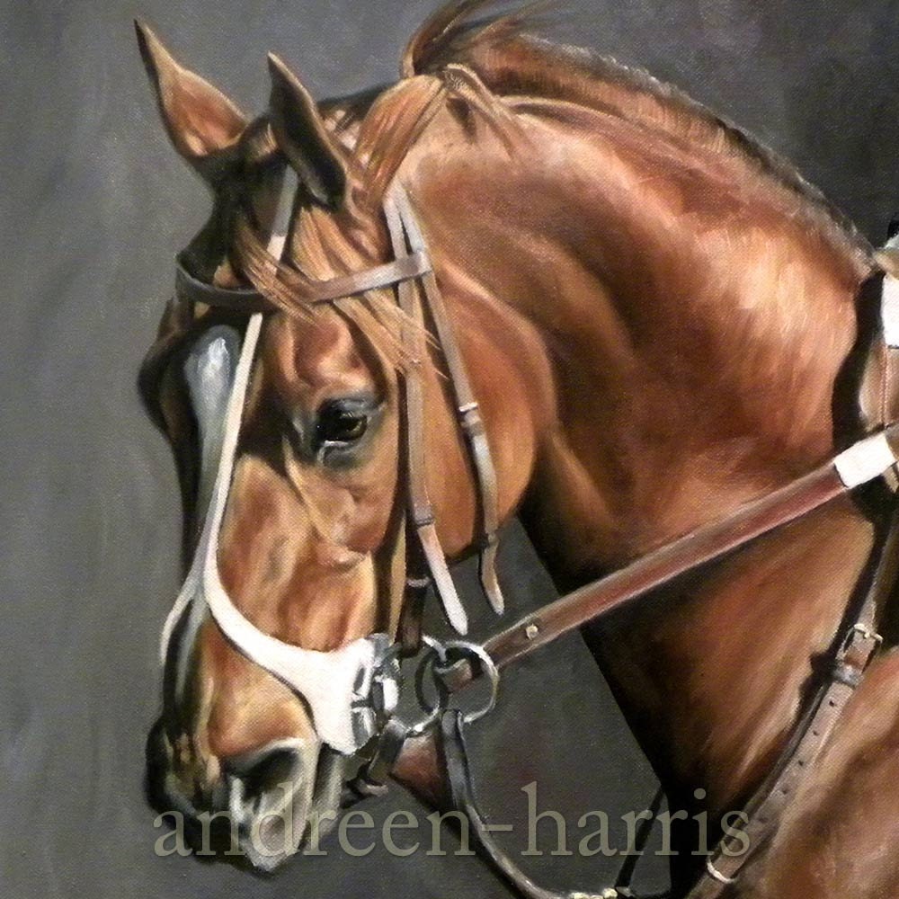 Bright Chestnut Racehorse Print 9 x 9