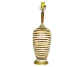Brown, Yellow & White Striped Drip Glaze Vintage Lamp