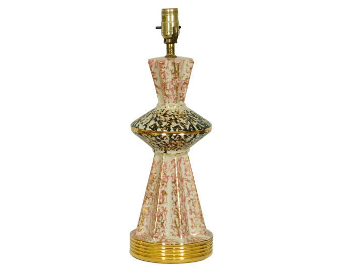 Star Shaped Pink, Black & Gold Vintage Lamp