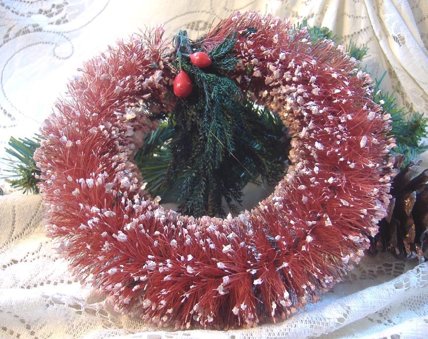 red bottle brush wreath vintage by quilted nest by quiltednest red bottle brush wreath vintage by quilted nest by quiltednest