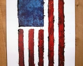 AMERICANA - AMERICAN FLAG - 12x18 High Quality Art Print