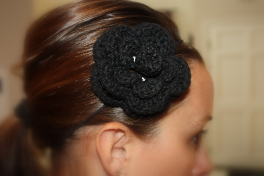 Large Crochet Flower Hair Clip - You Pick Your Color