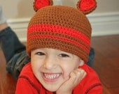 I Love You Beary Much Bear Heart Crochet Hat - Newborn through 4T Sizes Available