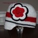 Red White and Blue Crochet Brim Hat with Removable Flower Hair Clip - Newborn through 4T Sizes Avail