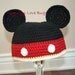 Mickey Mouse inspired Crochet Hat with Ears - 5 Year to Adult sizes