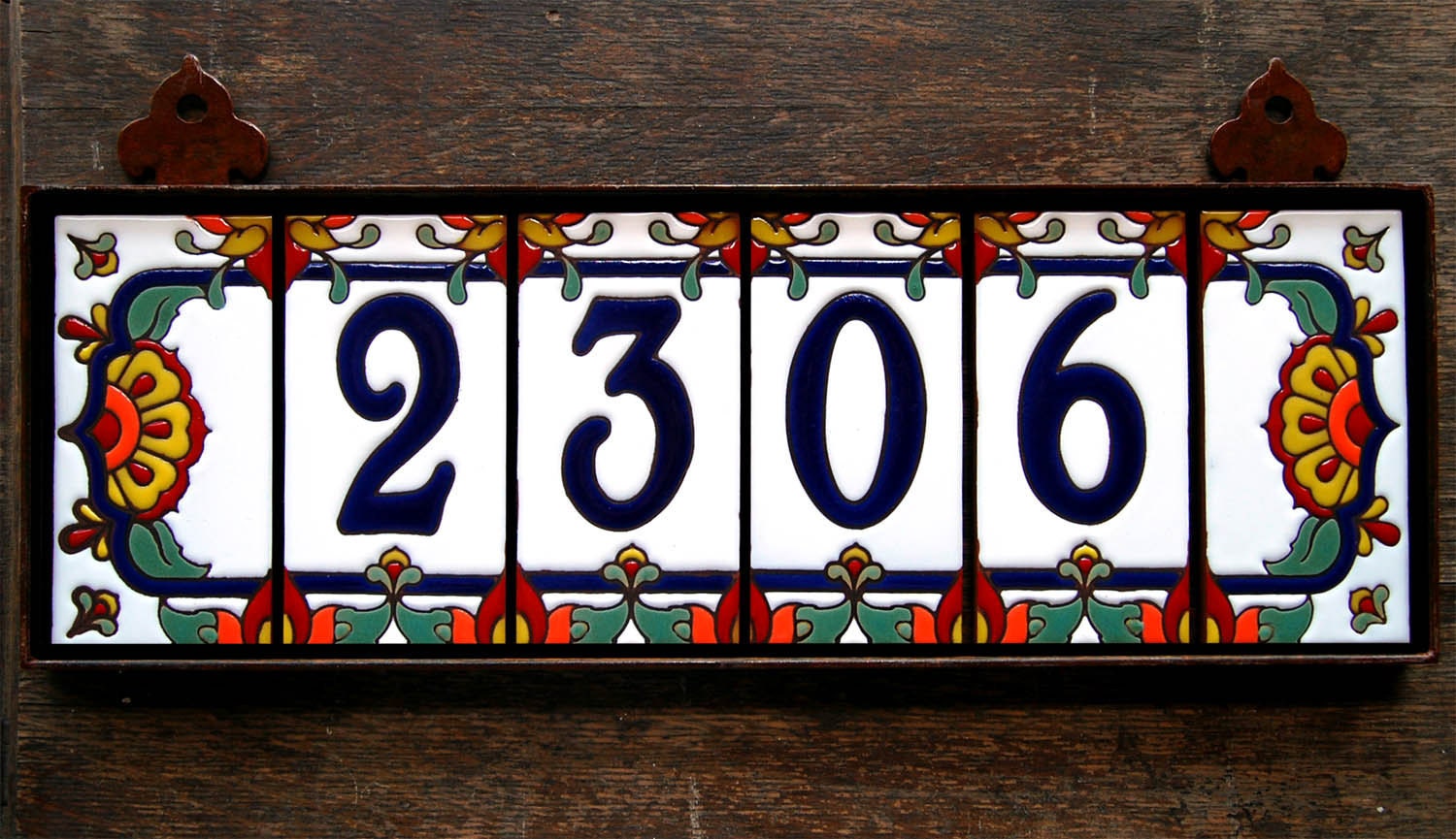 Custom Hand Glazed 4 digit Talavera Tile House Numbers