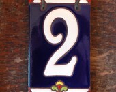3"x6" Individual Hand Glazed Ceramic Tile House & address Number 2