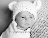 Crochet Baby Girl Hats Baby Girl Hat Crochet Baby Hats Knit Baby Hats Baby Girls Monkey Hats Baby Monkey Teddy Bear Hat Ear Hats - white