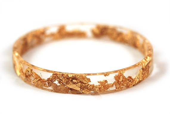 Resin Bracelet Bangle with Embedded 24k Gold Leaf