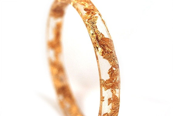 Resin Bracelet Bangle with Embedded 24k Gold Leaf