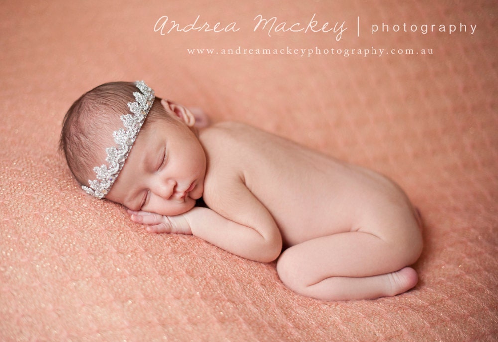 Ready to Ship Fairytale Princess Tiara  headband ..silver  jeweled stretchy crown for newborn 0-3mos 3-6 mos 6-9 mos 12 mos and up