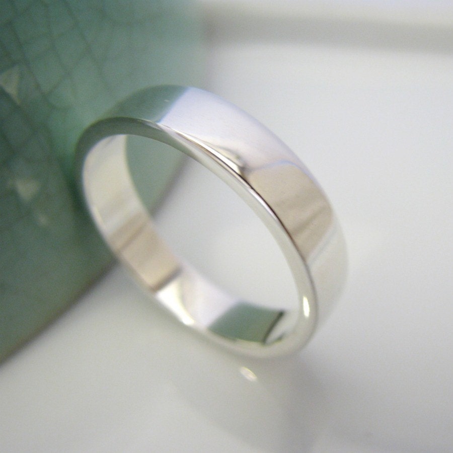 Wedding Band - Polished White Gold Rhodium Plated, 925 Sterling Silver ...