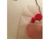 Crochet and jersey necklace - electric pink
