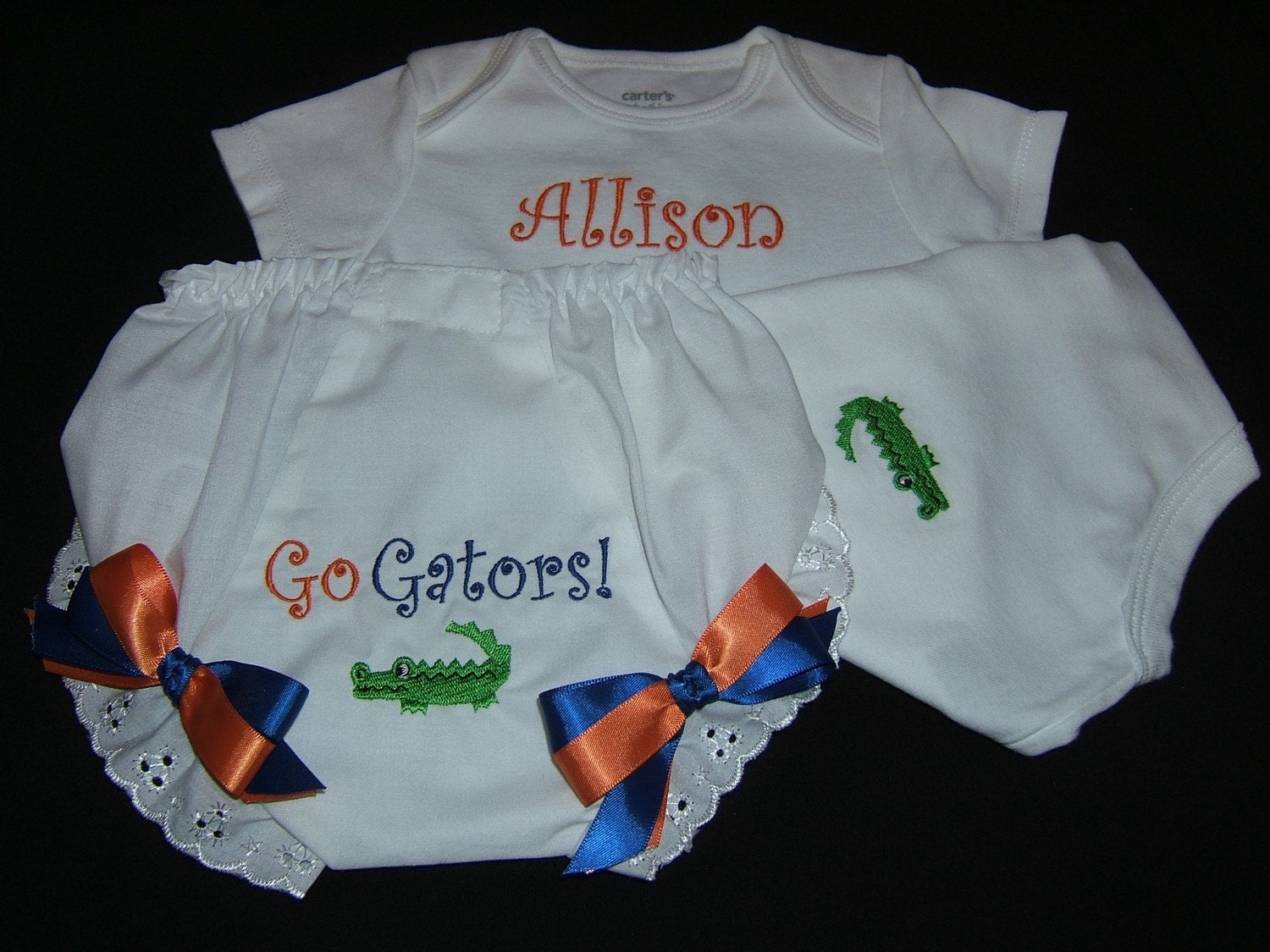 Monogrammed Diaper Cover and Onesie Set Florida Personalized