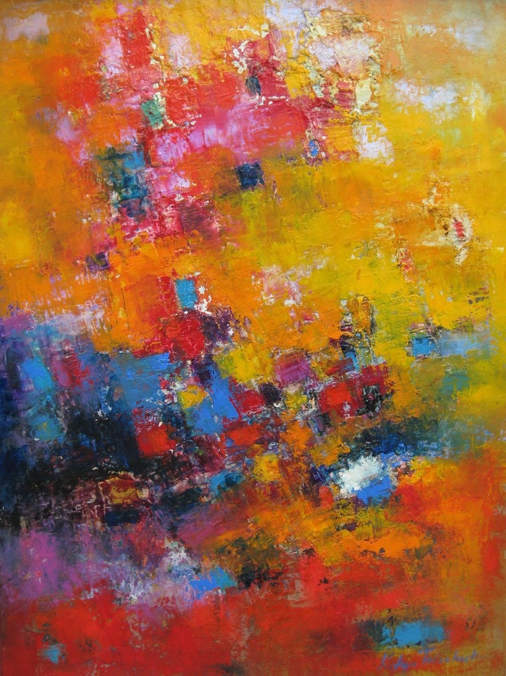 Iridescent original oil on canvas large abstract painting - 30x40inch - 75x102 cm