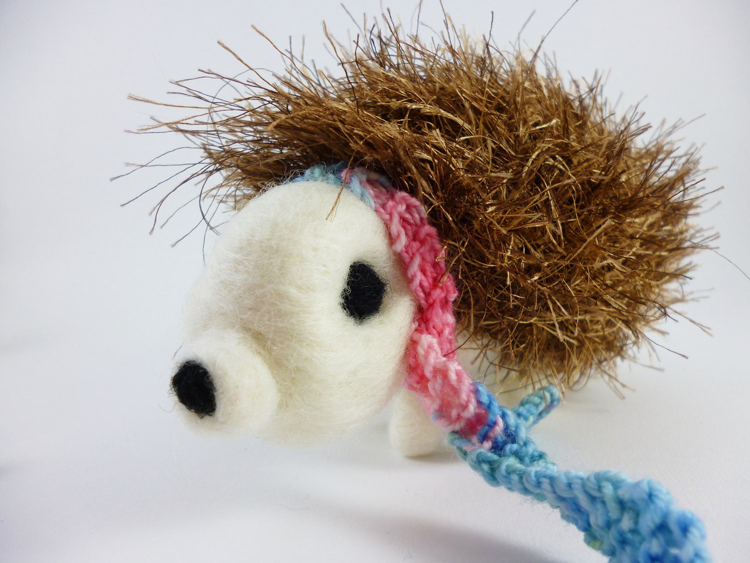 Bianca the hedgehog with a scarf a needle felted wool animal