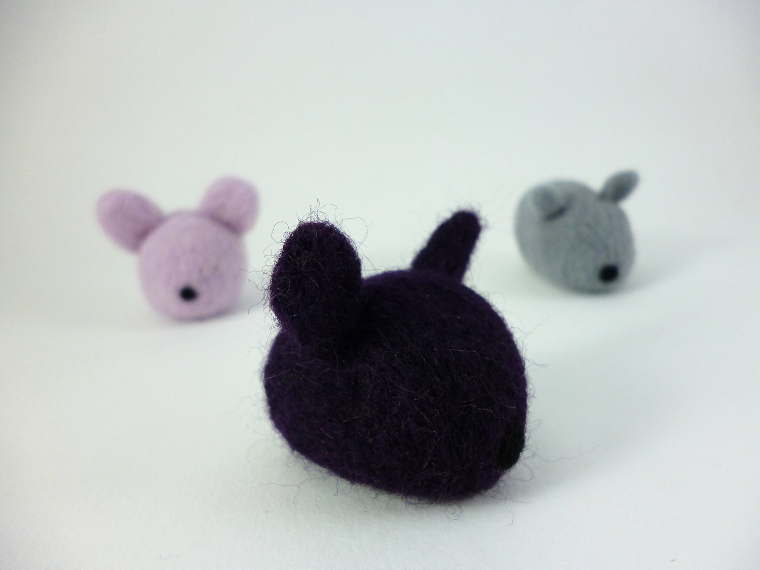 Simple Purple Mouse needle felted animal decor fuzzy animal