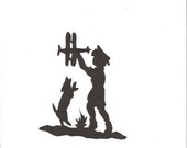 Little boy playing with plane Silhouette