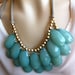 HUGE Double Strand Briolette Bib Statement Necklace Marine Sea foam Teal, Anthropologie Stormy Seas Summer Infatuation