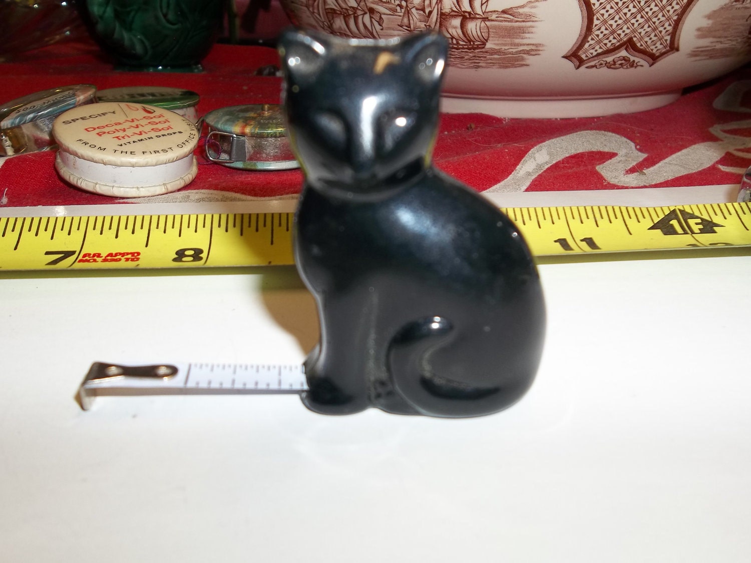 Vintage tape measure black cat tape by bullseyecollectibles