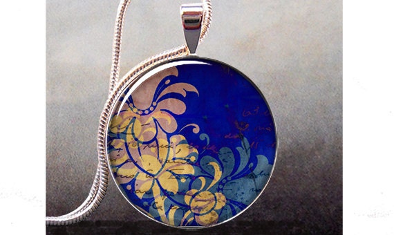Mood Indigo art pendant, abstract art resin pendant, resin jewelry, indigo blue resin necklace