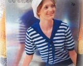 Vintage Knitting Pattern Ladies Nautical Stripe Sweater - PDF Email Delivery - PrettyPatternsPlease