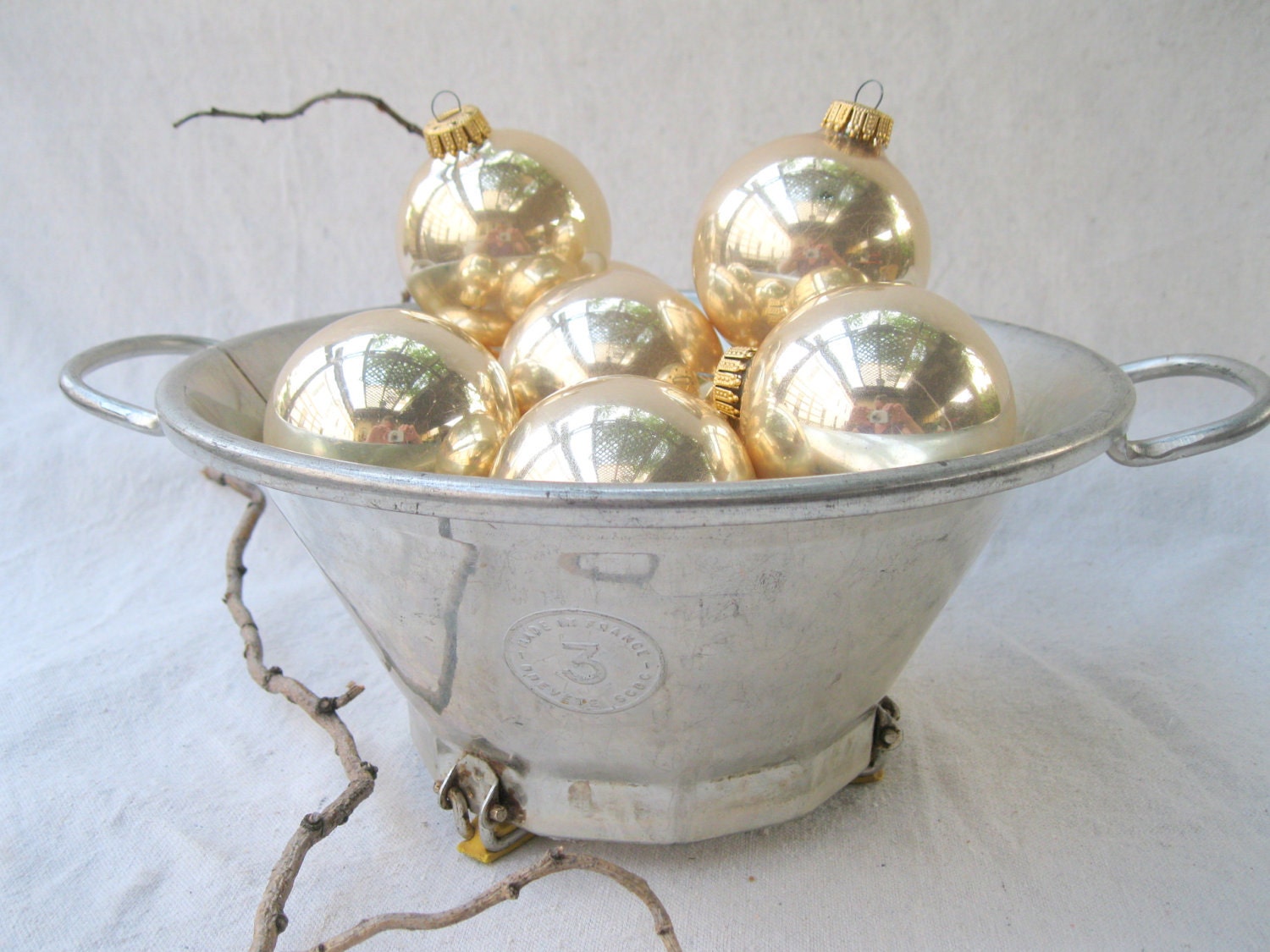 Vintage French Funnel-Bowl-Silver-Gold Patina-Shabby Chic from Tessiemay