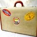 Vintage Luggage 1930s Leather and Herringbone Travel Stickers from Tessiemay