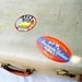 Vintage Luggage 1930s Leather and Herringbone Travel Stickers from Tessiemay