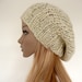 Hand Knit Hat  Slouch beanie  in cream slouchy hat Womens hat