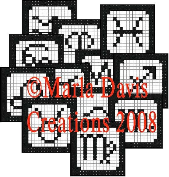 Items similar to Zodiac Filet Crochet Coaster Patterns on Etsy