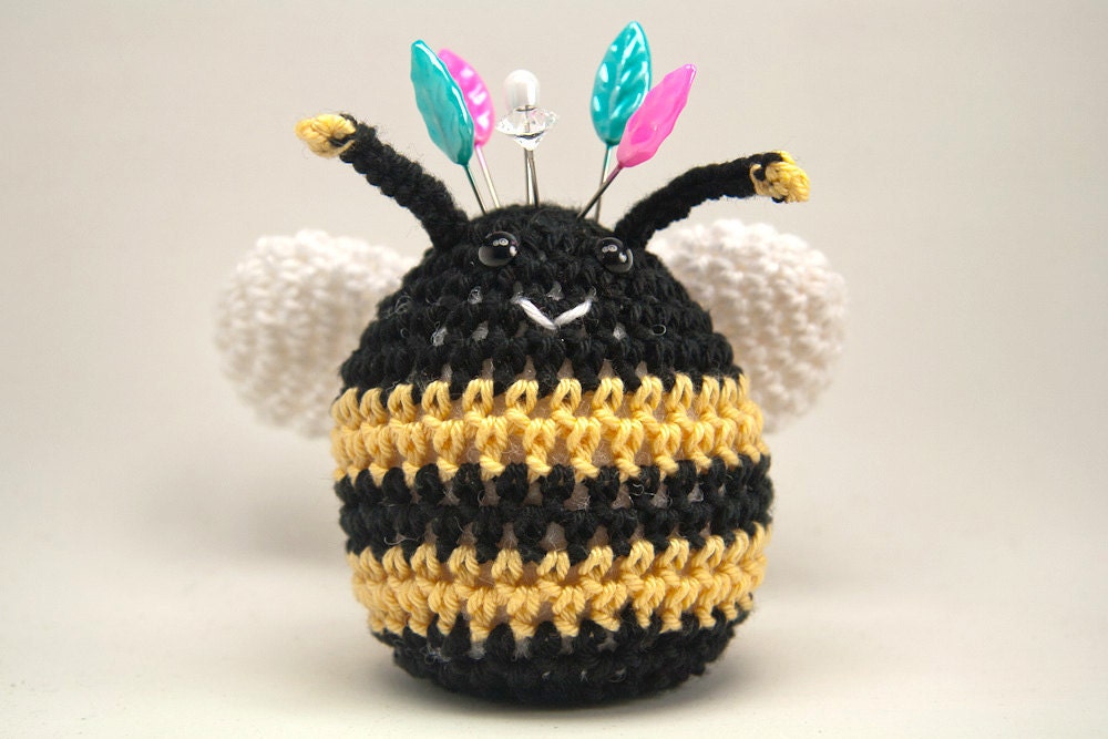 Pincushion Bumblebee Amigurumi - Black and Yellow