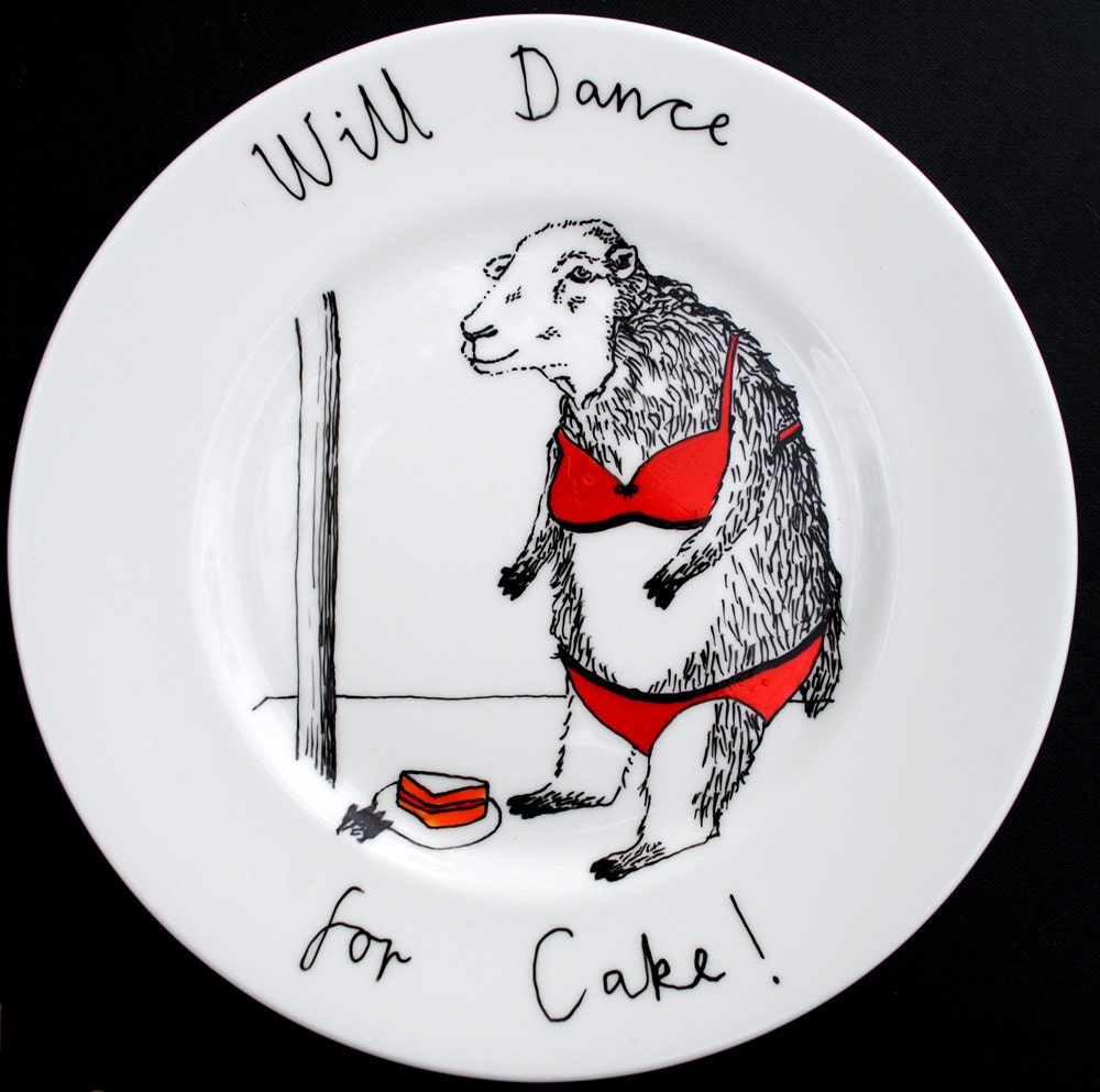 Hand Painted Side Plate - Dancing Sheep