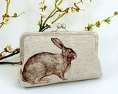 Linen Enchanted Rabbit Clutch in Chocolate