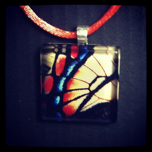 Alaskan Swallowtail Butterfly Necklace, Orange, Red, Blue, Yellow, Black, Primary Colors Bug